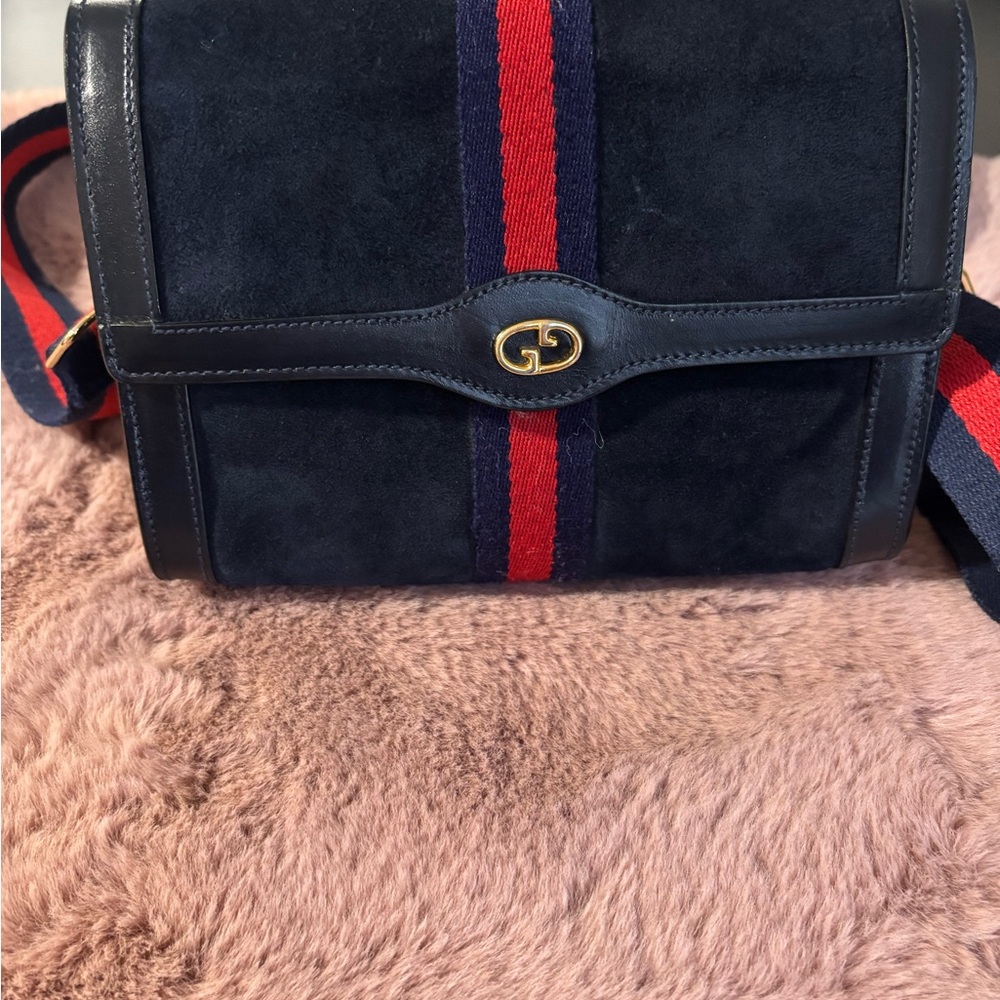 Gucci navy blue and Red Messenger Bag